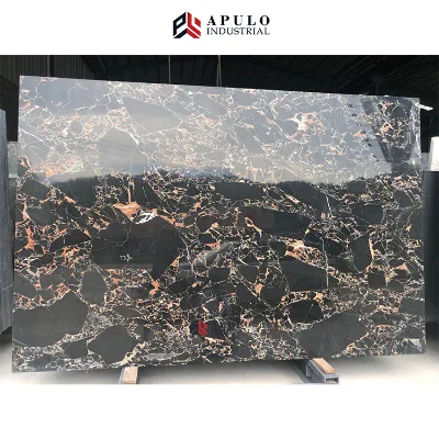 Calcite Portoro Brown Black and Golden Potro Flooring American Portoro Marble Tile with Gold Veins Athens Portor Marble Slab