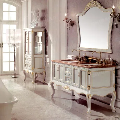 Custom Made Floating Unique Luxury Elegant Plywood Hardware Bathroom Vanity and Cabinet Set Light Fixtures Storage Units