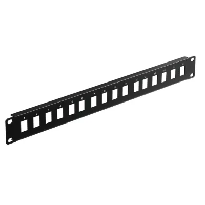 1U 16 Port UTP / STP Empty Keystone Coupler Panel With Removable Rear Cable Management Bar