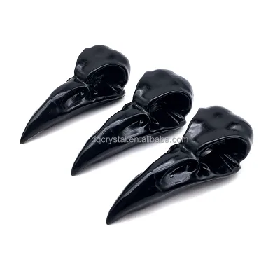 Wholesale Crystal Obsidian Raven Bird Animal Carvings Hand Carved 6inch Yooperlite Raven Crystal Skulls Bird Crow for Sale
