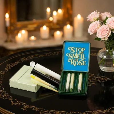 Stop And Smell The Rose Metal Tin With 6 Disposable Cigarette Filters Classic Rectangular Design For Smoke Accessories