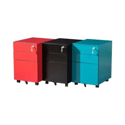Modern 3-Drawer Mobile Metal Steel File-Cabinet Industrial Locks Multipurpose Hospital Apartment Bedroom Kitchen Warehouse Use
