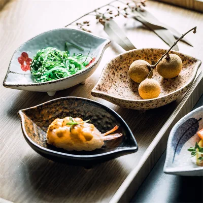 Harmony High Quality Custom Ceramic Soy Sauce Dish Wholesale Japanese Feather Pattern Dishes