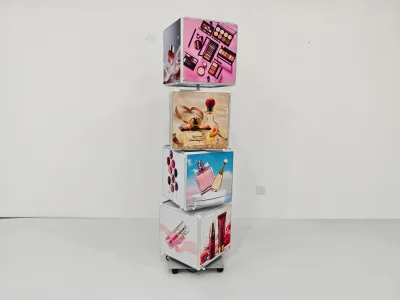 LED Four-sided Rotating Mobile Light Box with Easy Assembly Customizable Size Indoor Use