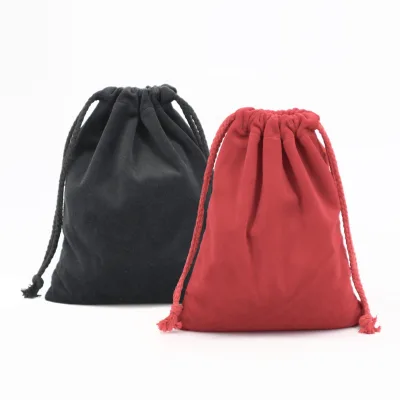 Logo Custom Jewelry Makeup Cosmetic Packaging Pouch Velvet Drawstring Bag for Promotional Gift