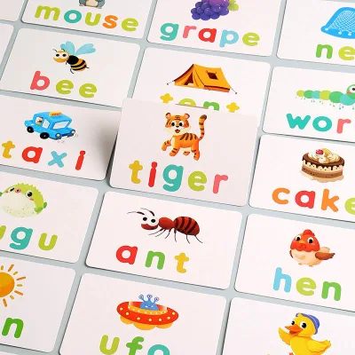 Wholesale Reusable Eco-friendly Wood Gift Spelling Flashcards for Kids Learning Two-sided Educational Toys
