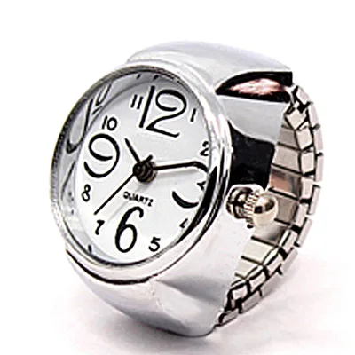Retro Punk Alloy Finger Watch Ring for Women Men Couple Rings Digital Watches Elastic Stretchy Finger Band Rings