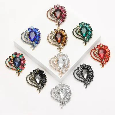 Korean-style Fashionable Creative and Personalized Alloy Crystal Glass Brooch/Boutonniere for Women's Clothing Accessories