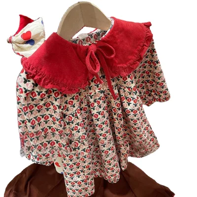Korean Style 2026 Autumn Girls' Floral Taffeta Ruffles Princess Dress ODM Service