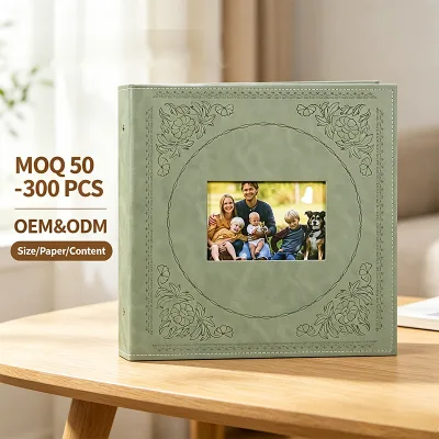 Custom Embossed PU Leather Photo Album Perfect Binding Hardcover Self Adhesive Wedding Memory Book Scrapbook