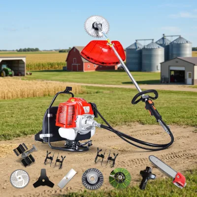35.8CC 4-Stroke Back Pack Grass Trimmer, Complete Garden & Farm Accessory Set for Mowing, Tilling & More