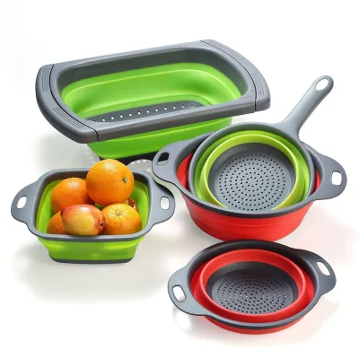 Kitchen Colander Strainers Collapsible Plastic Fruit and Vegetable Colanders with Handles