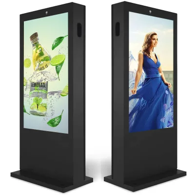 Floor Standing Sided Screen LCD Kiosk Digital Totem Outdoor Digital Signage Display Advertising Double Touch Screen Strech Bar
