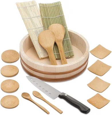 Hot Selling Bamboo Sushi Making and Serving Kit Sushi Making Serving Accessory Kit Bamboo Sushi Mat