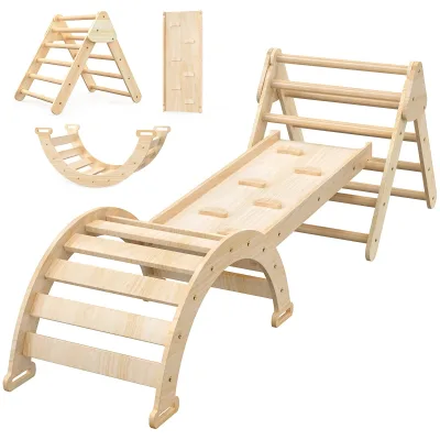 Climbing Frame Wood Triangle Set Foldable Wooden Climbing Toys Set Indoor Playground Baby Climber Montessori Climbing Set