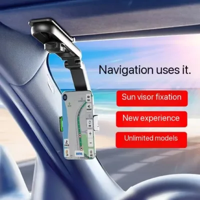2024 Universal Car Phone Holder Sun Visor Clip Mount in Car Rotation Sun Visor Phone Holder Clip Mounting Stand for Phone GPS