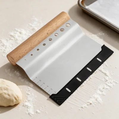 304 Stainless Steel Foldable Disposable Slicing Knife with Wood Handle for Flour Cutting and Herb Peeling Baking Tool