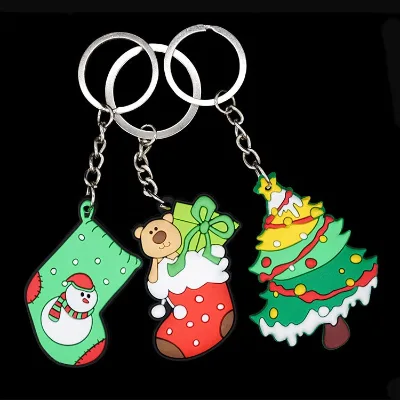 Custom 2D the Christmas Tree Molded Plastic PVC Keyrings
