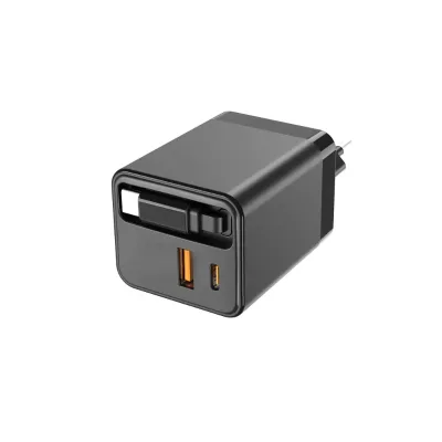 Winner Product 2025 Travel Fast Charging Adapter PD 3.0 Laptop 65W GaN USB-C Charger Retractable Type-C Cable Magnetic OTP
