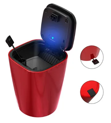 Hot Selling Premium Car Ashtray Giveaways Business Gifts Smokeless Portable Ashtray Led Light High Flame Retardant Material