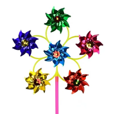 Colorful DIY Sequins Self Assemble Plastic Windmill Wind Spinner Funny Plastic Hand Windmill for Kids