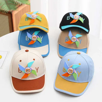 Kids' Hat Baseball Cap for Spring Autumn Boys' Duckbill Girls' Sunshade Baby Hat Small Windmill Hat