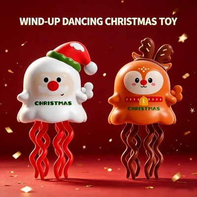 Hot Selling Battery Free Santa Claus Elk Clockwork Twisting Sliding Octopus Dancing Creative Game Toys for Kids Christmas Gift