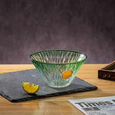 Hotselling Beautiful Green Color 19.6cm Glass Bowl for Salad