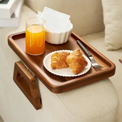 Wooden Sofa Arm Tray - Sofa Armrest Table Clip on Tray - Arm Rest Table for Wide Couch
