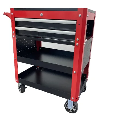 Metal Tool Cart 2 Drawers Rolling Tool Cart Tool Trolley Large Wheels Cart Industrial Vehicles Tool Trolley