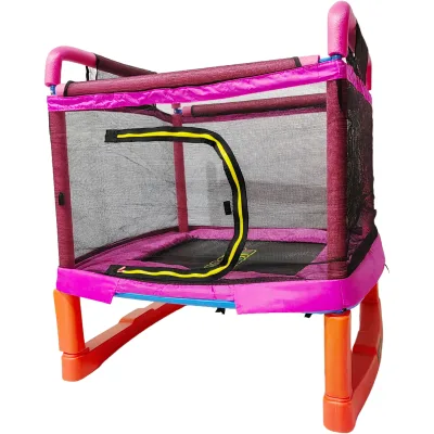 5.2FT Mini Trampoline for Kids Bungee Jumping Rectangular Indoor Stainless Steel Oxford Material Protective Net ASTM/TUV