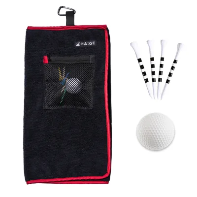 Custom Tri Fold Golf Towel Microfiber Golf Towel With Hook and Pocket