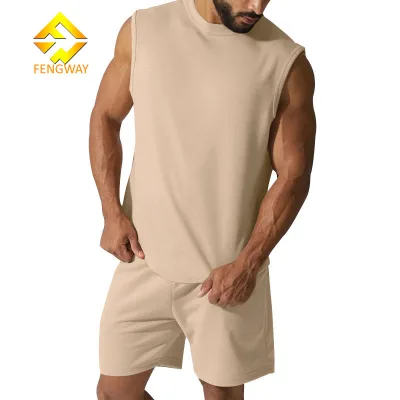 Men's Casual Solid Color Vest and Shorts Sports Suit Customized Logo Thin Five-Cent Pants Sleeveless Top for Summer