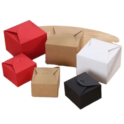 Customized Surprise Gift Packaging Box Square Cowhide Simple Style Kraft Paper Pastry Box