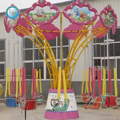 12-Seater Mini Flying Chair Rides for Kids Indoor and Outdoor Amusement Park Swing Rides Made of Durable Fiberglass