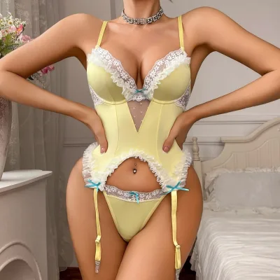 New See-through Soft Frilly Lace Edge Solid Underwear Fashionable Adjustable Garter Strap Lingerie