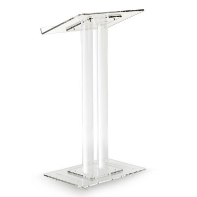 Double Tube Podium Lectern Single Shelf Slat Podium Lectern Alternate Custom Printed Acrylic Office School Multimedia Machine