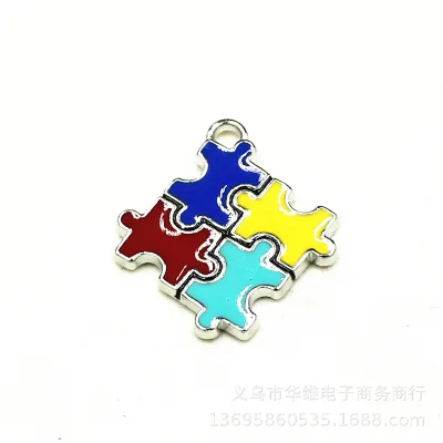 DIY necklaces keychains puzzle Charm jewelry accessories Factory direct sale Creative Design square couple puzzle pendants