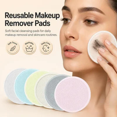 Darui Double Sided Bamboo Fiber Reusable Makeup Remover Pads Washable Multi Color Eco Friendly Facial Cleansing Wholesale Pads