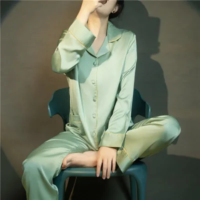 Luxury Ladies Pure Silk Schlafanzug Long Sleeve Top and Pant Pajama Sets