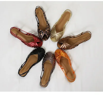 New Chic Glossy Orange Roman-Style Flat Sandals Crisscross Straps Back Ankle Women's Shoes PU Upper Rubber Outsole Soft Non-Slip