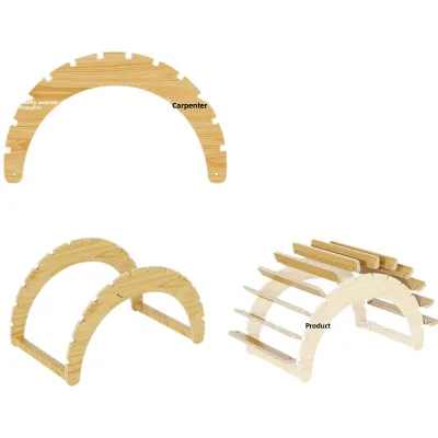 Solid Wood Arched Cat Climbing Frame & Tunnel Villa-Style Pet Bed with Interactivity