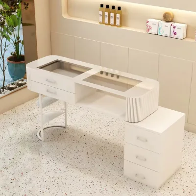 2026 Suessen Luxury Simple Salon Furniture Nail Table and Chair Set Manicure Nail Table