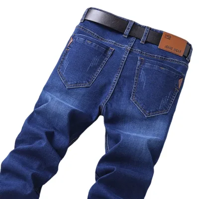 High Quality Spring and Autumn Men's Stretch Jeans Black Blue Straight Leg Men's Denim Trousers