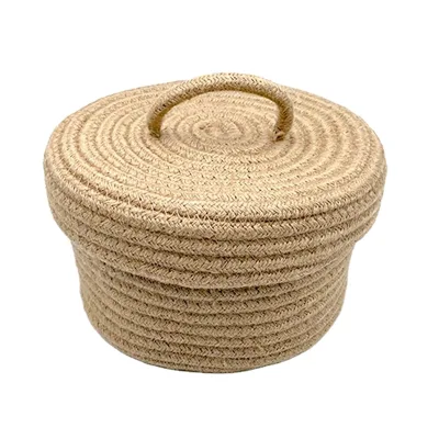 Natural Hemp Woven Storage Basket - Home Made Handmade Basket for Storage Purposes