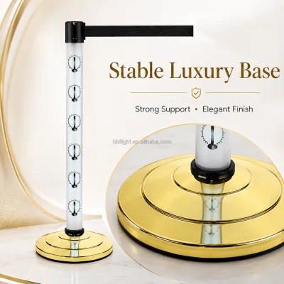 Commercial RGBW LED Stanchion Post 360 Beam Angle Rechargeable Feature for Airport Public Venue Queue Crowd Control CE/FCC