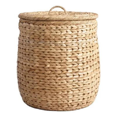 2025 Best Selling Decorative Elegant Unique Wicker Straw Stainless Steel Eco-friendly Durable Laundry Baskets Storage Made