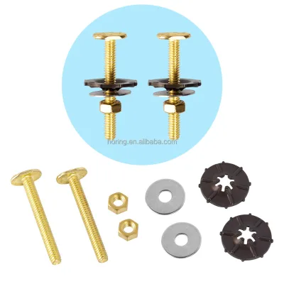 1/4*54mm Iron Brass Plated Toilet Floor Mounting Bolts Kit Expansion Anchor PE Bag for Bathroom Easy Installation Xiamen Factory
