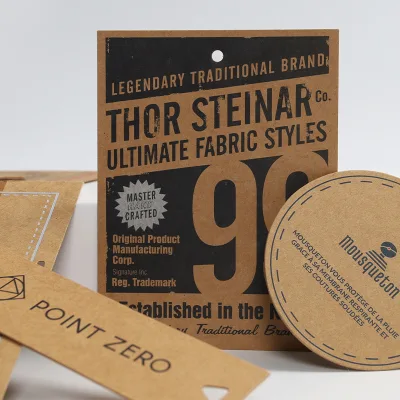 High-End 400g Recycled Kraft Paper Small Hanging Card Personalized Hard Card Silk Screen Printed Clothing Accessories Bags Shoes