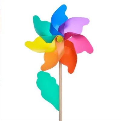 Colorful Windmill Decor Wooden Pole Rotating Outdoor Picnic Decoration Kindergarten Children Toy Photo Props